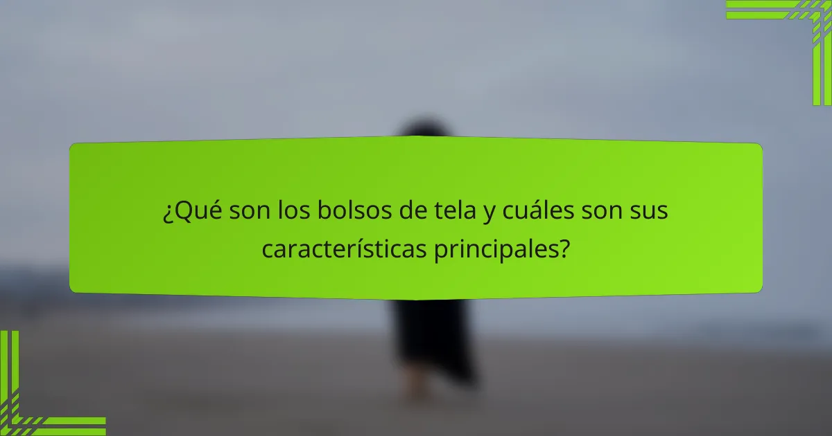 ¿Qué son los bolsos de tela y cuáles son sus características principales?